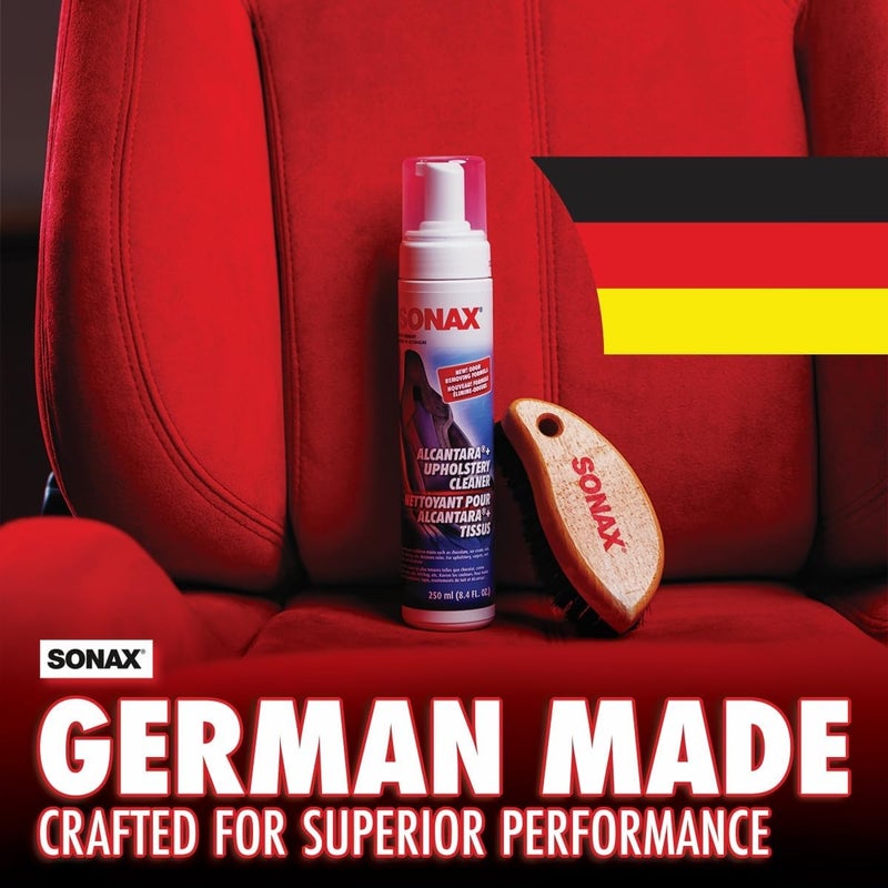 Autogeek SONAX Alcantara & Upholstery Cleaner Bundle | Removes Stains & Restores Color on Delicate Surfaces | Includes 2 x 250ml Bottles, Horse Hair Brush & Microfiber Towel | SON-206141-BUN - Image 1